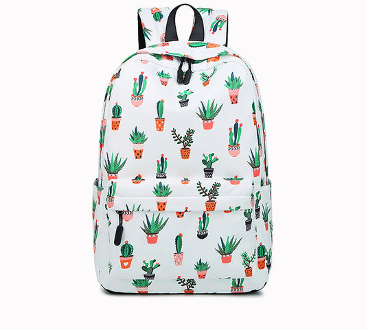 Cactus Print Backpack for Junior High School Students
