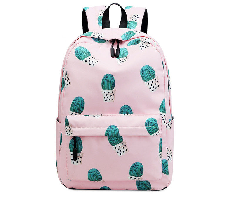 Cactus Print Backpack for Junior High School Students