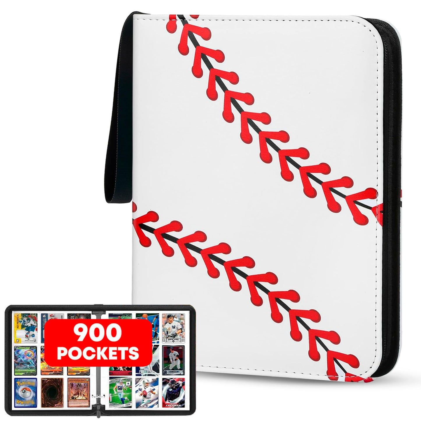 Baseball Card Binder 900 Pockets Baseball Binder for Trading Cards Baseball Binder Baseball Card Album Baseball Card Book Baseball Card BindersCollectible Trading Card Album fits 900 cards.