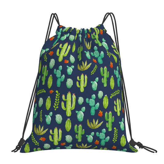 AIMASTZ Cactus Navy Unisex Drawstring Backpack Bag Sport Gym Swim Travel Sackpack