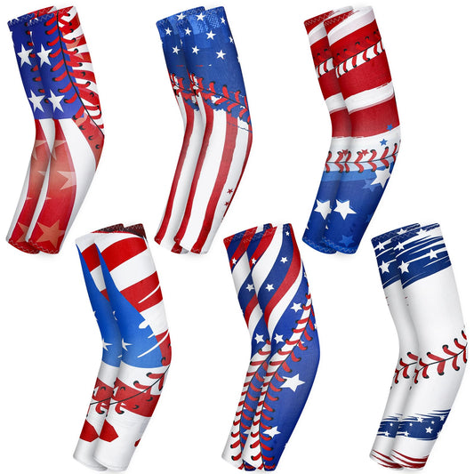Bunnycool 6 Pairs Baseball Arm Sleeve Youth Sports Elbow Compression Baseball Arm Sleeve Sun Protection Anti Slip Sleeve(Baseball Small)