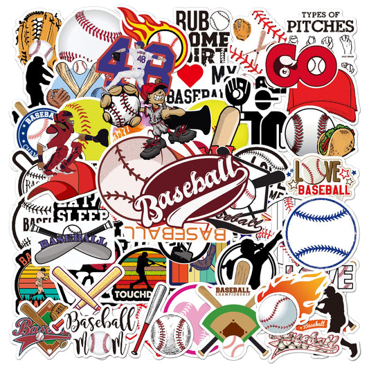 100PCS Baseball Stickers Waterproof Vinyl Baseball Decales Reusable Stickers for Water Bottle Helmet Laptop Phone Baseball Gifts Baseball Party Favors Sport Stickers Decorations for Teens Boys