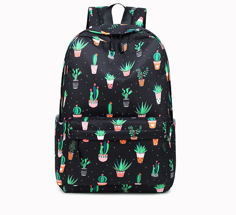 Cactus Print Backpack for Junior High School Students