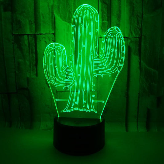 3D Acrylic Cactus Night Light with Glow Effect