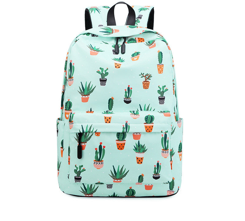 Cactus Print Backpack for Junior High School Students