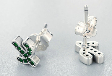 Stylish Fresh Cactus S925 Silver Earrings for Women